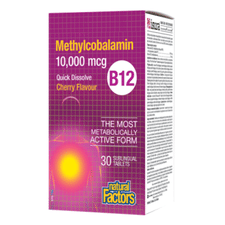Natural Factors Methylcobalamin B12 10,000 mcg Quick Dissolve, Cherry, 30 Tablets