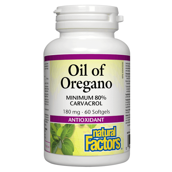Natural Factors Oil of Oregano 180 mg, 60 Softgels