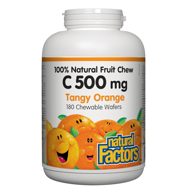 Natural Factors Vitamin C 500 mg Tangy Orange Chewable Wafers, 90 Wafers