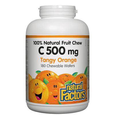 Natural Factors Vitamin C 500 mg Tangy Orange Chewable Wafers, 90 Wafers
