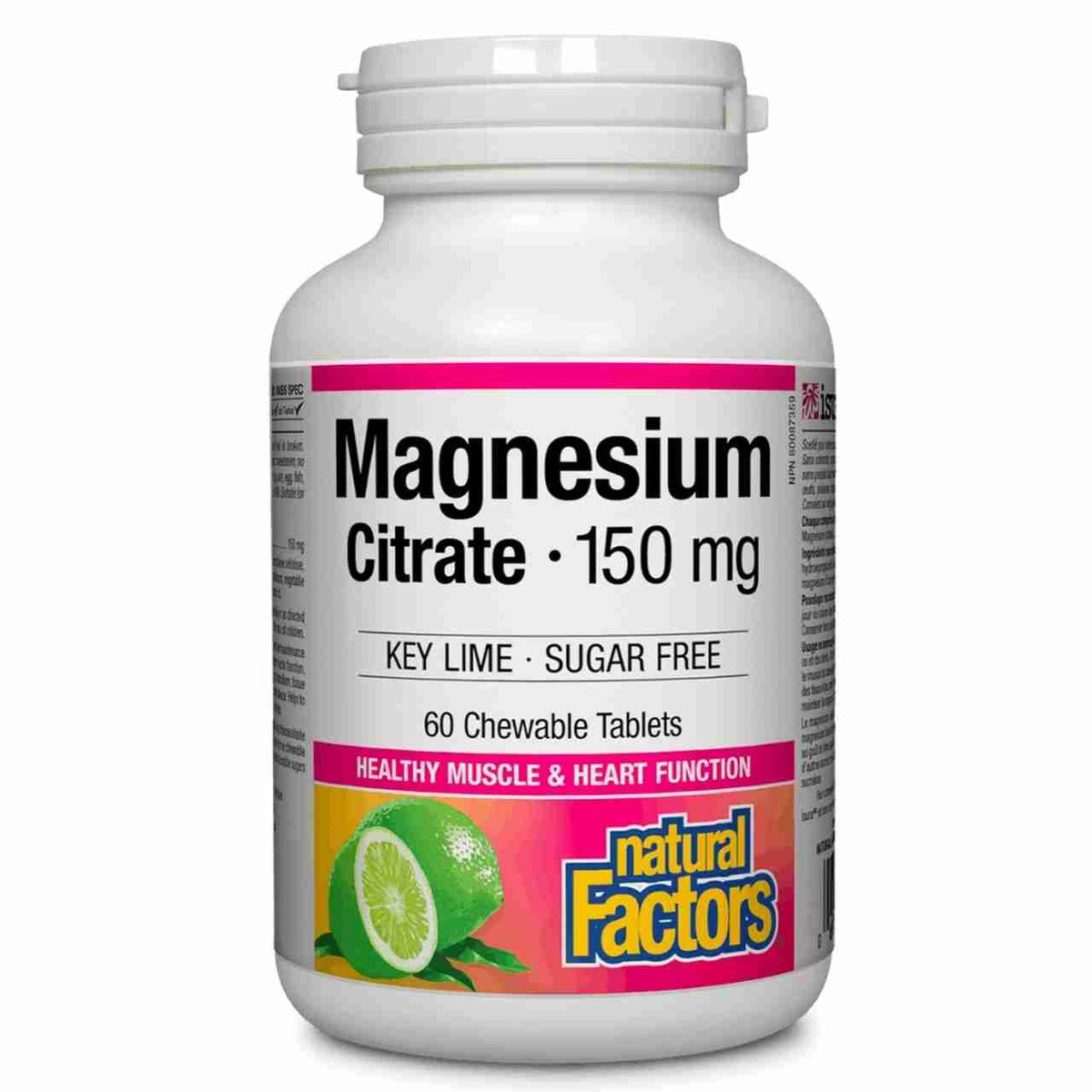 Natural Factors Magnesium Citrate 150Mg; Key Lime, 60 Tabs