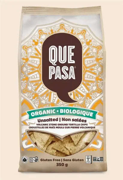 Que Pasa Organic Unsalted Tortilla Chips, 350G