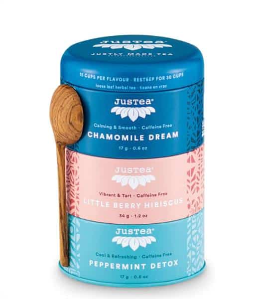 JusTea Loose Leaf Herbal Tea Trio Tin
