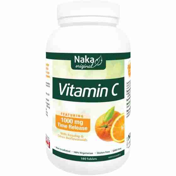 Naka Vitamin C 1000 mg with Rosehips and Bioflavonoids, 180 Tabs