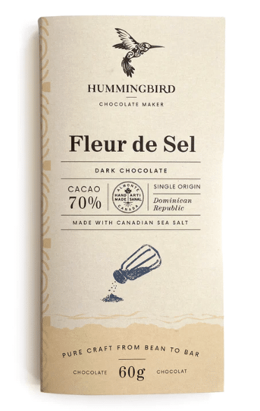 Hummingbird Chocolate - Fleur De Sel Vegan Chocolate Bar, 60G