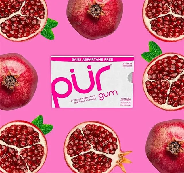 PUR Gum Pomegranate Mint, 9 Pieces