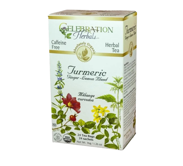 Celebration Herbals Turmeric Ginger Lemond Blend Tea, 24Bgs
