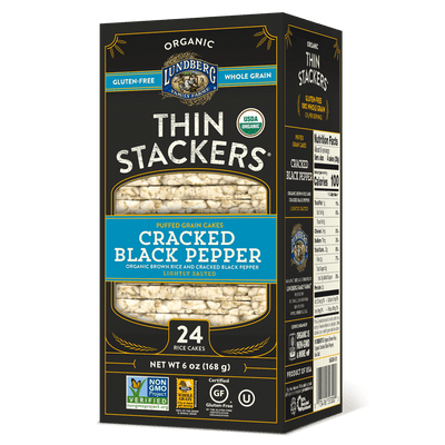 Lundberg - Organic Thin Stackers: Cracked Black Pepper,168G