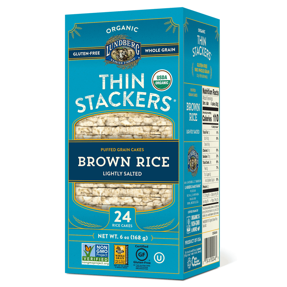 Lundberg - Organic Thin Stackers: Brown Rice Lightly Salted,168G