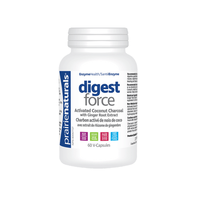 Prairie Naturals Digest-Force Activated Coconut Charcoal with Ginger Root Extract, 30 Veg Caps