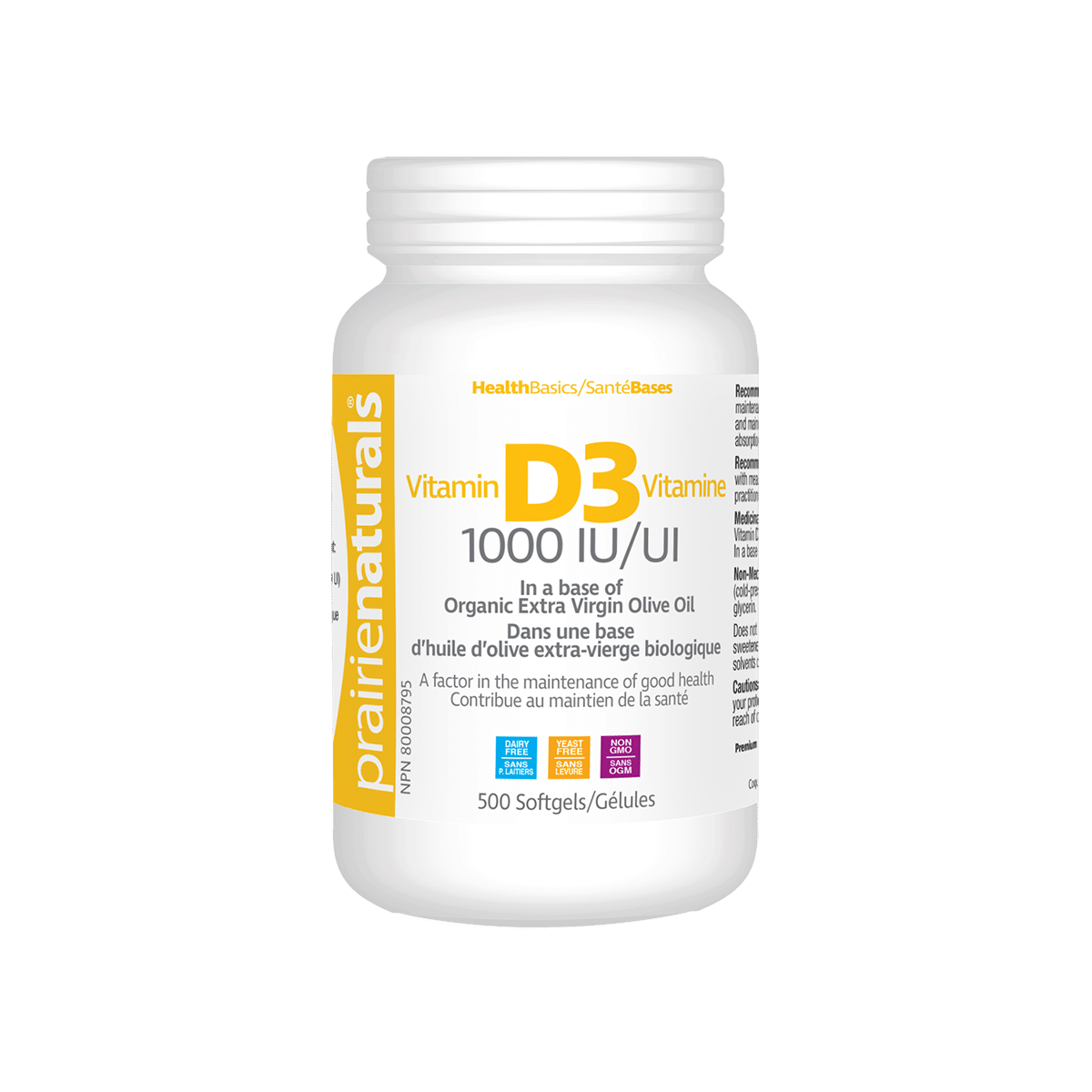 Prairie Naturals Vitamin D3: 1000 IU - 180 Soft Gels