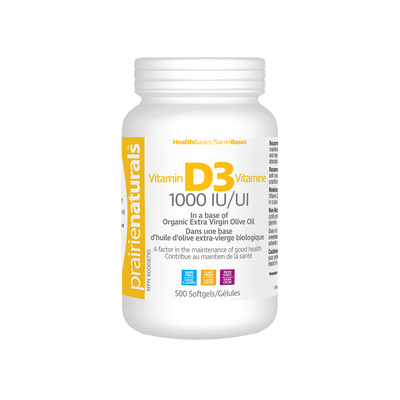 Prairie Naturals Vitamin D3: 1000 IU - 180 Soft Gels