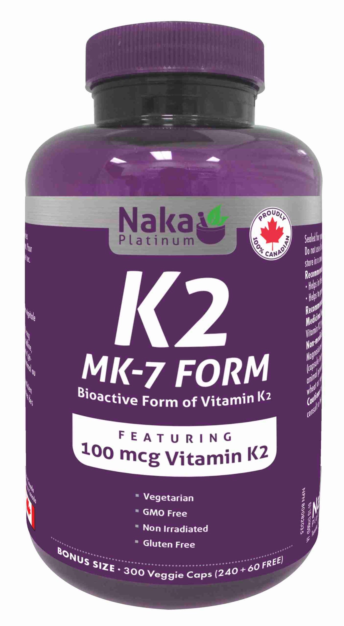 NAKA Platinum K2 MK-7 Bioactive 100Mcg 300Vcap