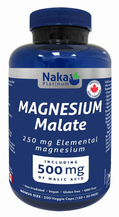 Naka Magnesium Malate 250Mg (500Mg Malic Acid) - 150Vcap +50Vcap BONUS