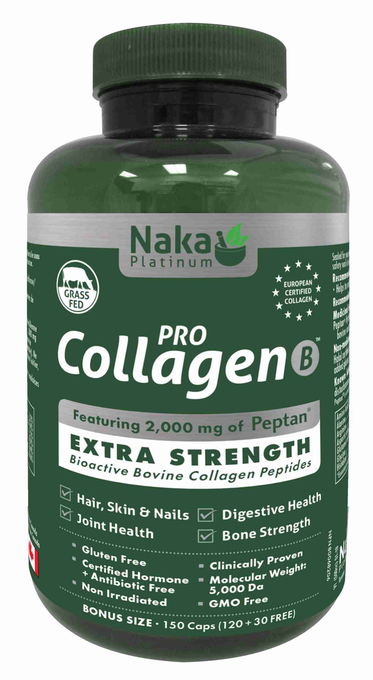 Naka Platinum Pro Collagen Extra Strength Bovine Collagen, 150 Caps
