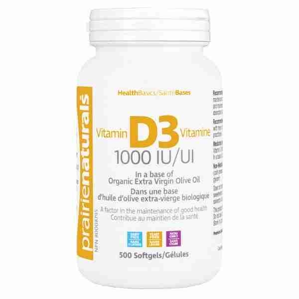 Prairie Naturals Vitamin D3 1000 IU, 500 Softgels