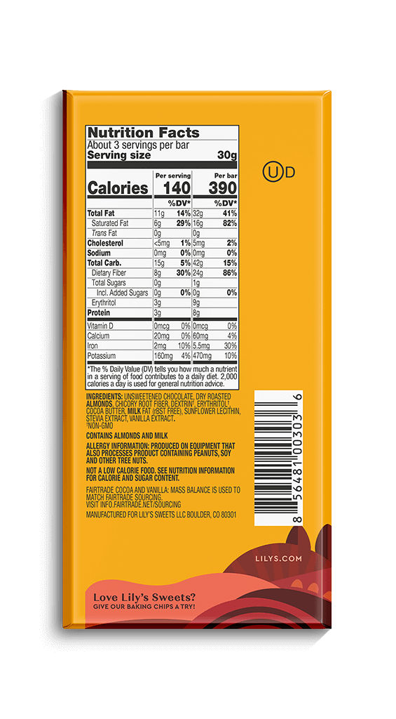 Lily's Almond Dark Chocolate Bar, 85 g