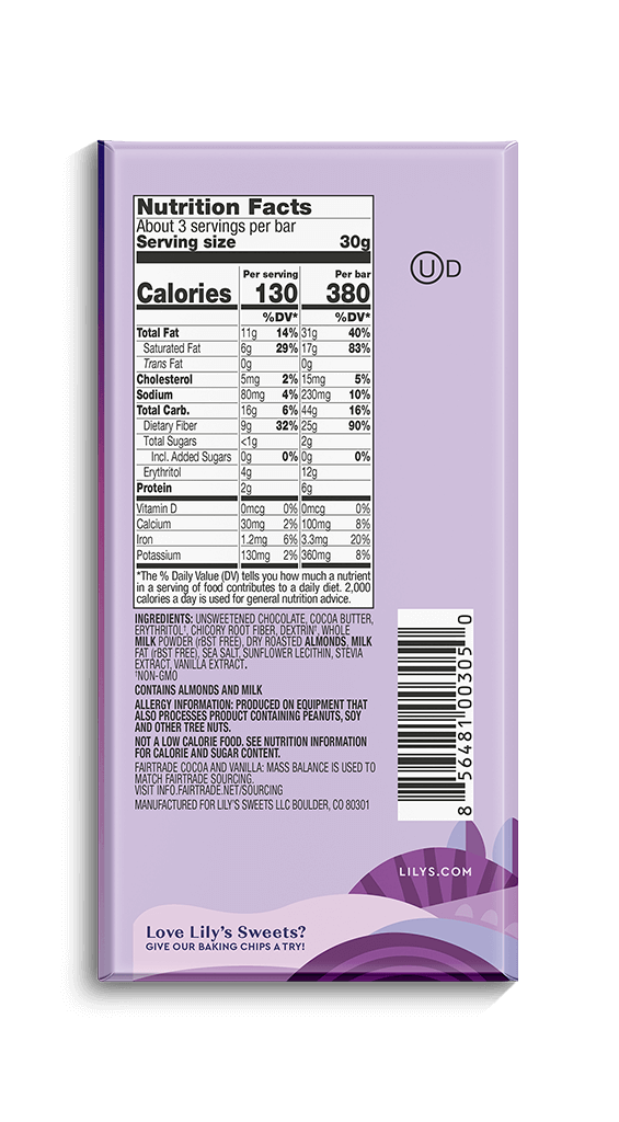 Lily's Salted Almond Milk Chocolate Bar, 85 g