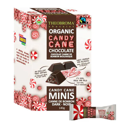 Theobroma Chocolat - Organic 60% Darck Chocolate Candy Cane Minis, 140G