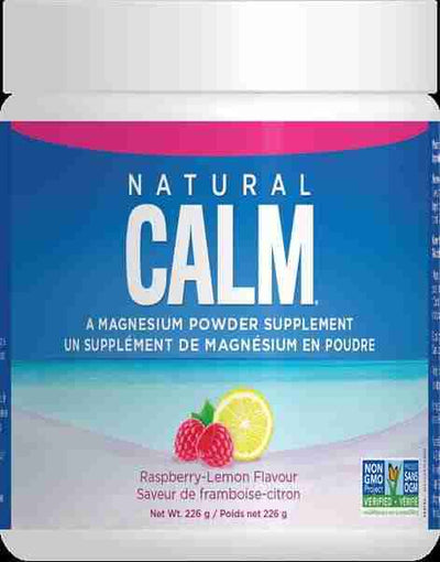 Natural Calm Magnesium Powder Raspberry Lemon, 226 g