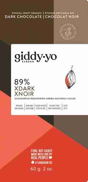Giddy-Yo Reborn - Xdark 89% Dark Chocolate Bar, 60G