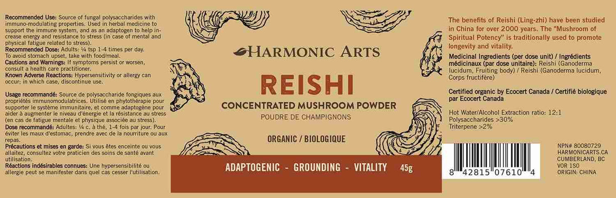 Harmonic Arts Reishi Concentrated Mushroom Powder, 45 g