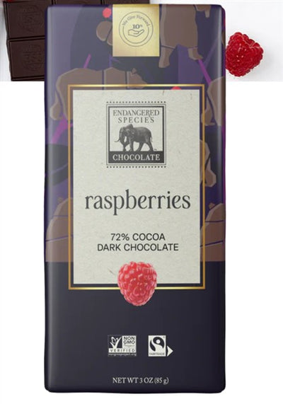 Endangered Species - 72% Dark Chocolate With Raspberries, 85G