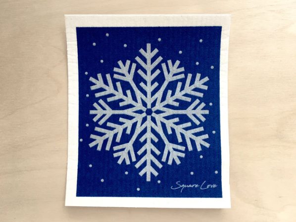 Square Love Swedish Sponge Cloths - Silver Snowflake