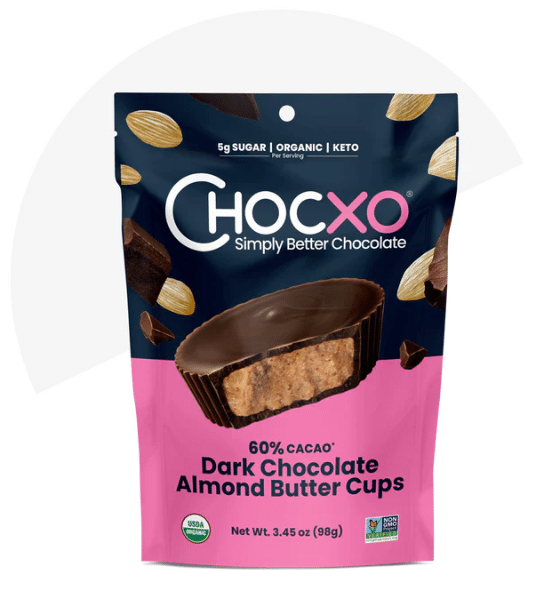 ChocXO Keto 60% Dark Chocolate Almond Butter Cups, 98 g