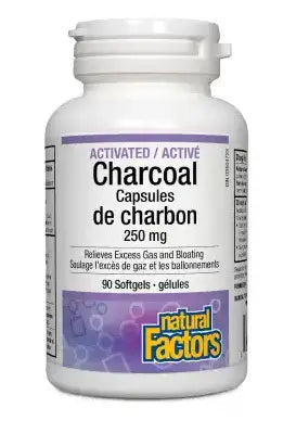 Natural Factors Activated Charcoal 250 mg, 90 Softgels