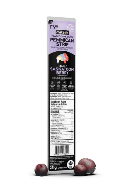 Mitsoh Maple Saskatoon Berry Pemmican Strips, 23G