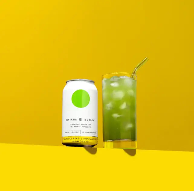 Matcha Ninja Sparkling Matcha Tea, Pineapple Pear, 355 mL