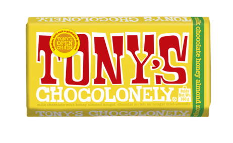 Tony's Chocolonely 32% Milk Chocolate Honey Almond Nougat Bar, 180G