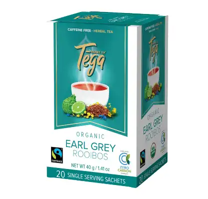 Tega Organic Fairtrade Earl Grey Rooibos Tea, 20Ct