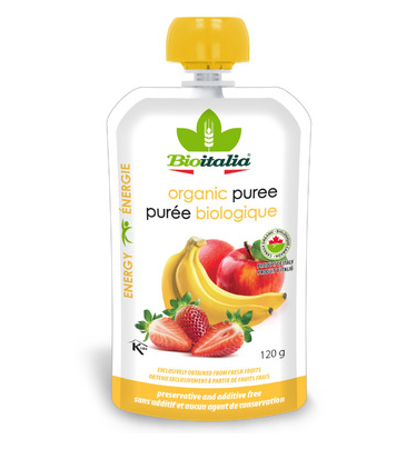 Bioitalia Organic Apple Strawberry Banana Puree, 120G
