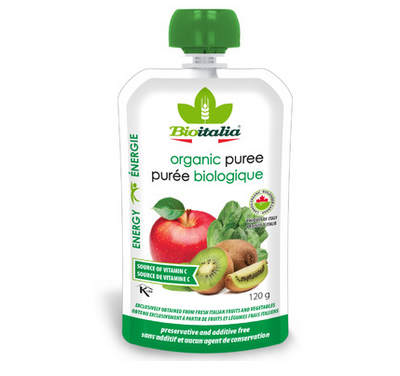 Bio Italia Organic Apple Kiwi Spinach Puree, 120G