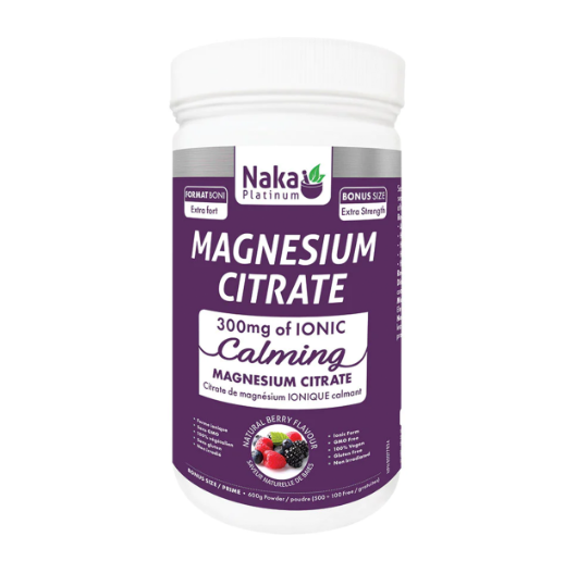 Naka Platinum Magnesium Citrate Powder 300 mg, Natural Berry, 600 g