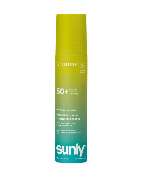 Attitude Living - Mineral Sunscreen Spray SPF 50 Unscented, 85G