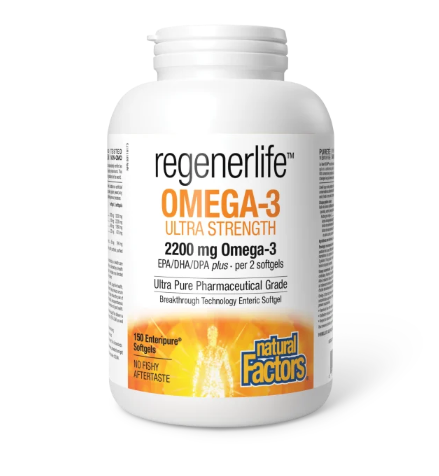 Natural Factors Regenerlife Omega-3 Ultra Strength 2200 mg, 150 Softgels