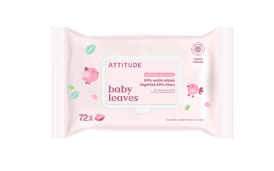 Attitude Living - Baby Leaves 99% Water Wipes Unscented, 72Ct