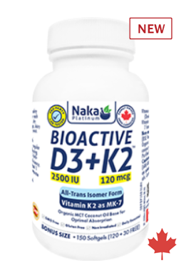 Naka Bioactive D3 2500 IU + K2 120 mcg, 150 Softgels
