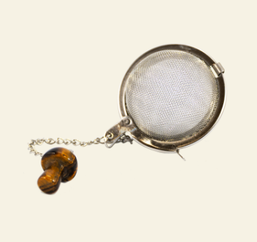 Mesh Tea Ball With Amber Mushroom Charm
