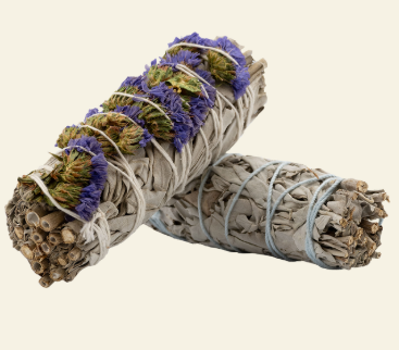Smudge Wand Sage, Eucalyptus & Sinuata Flower 4"