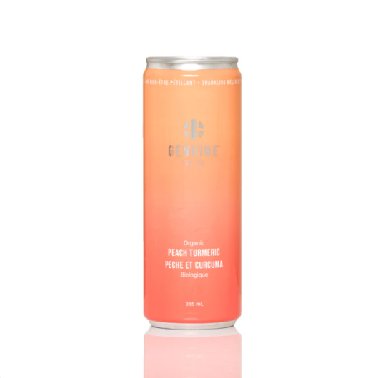 Genuine Tea Co. Organic Sparkling Peach Turmeric Ceylon Iced Tea, 355 mL