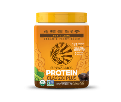 Sunwarrior Classic Plus Organic Plant-Based Protein, Chocolate, 375 g