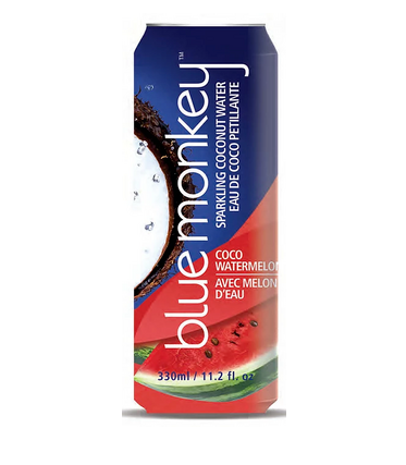 Blue Monkey Sparkling Coconut Water, Watermelon, 330 mL