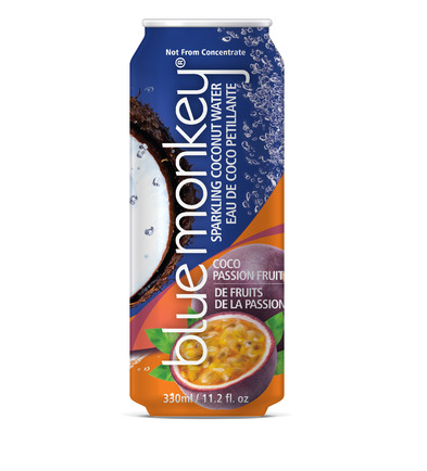 Blue Monkey Sparkling Coconut Water, Passion Fruit, 330 mL