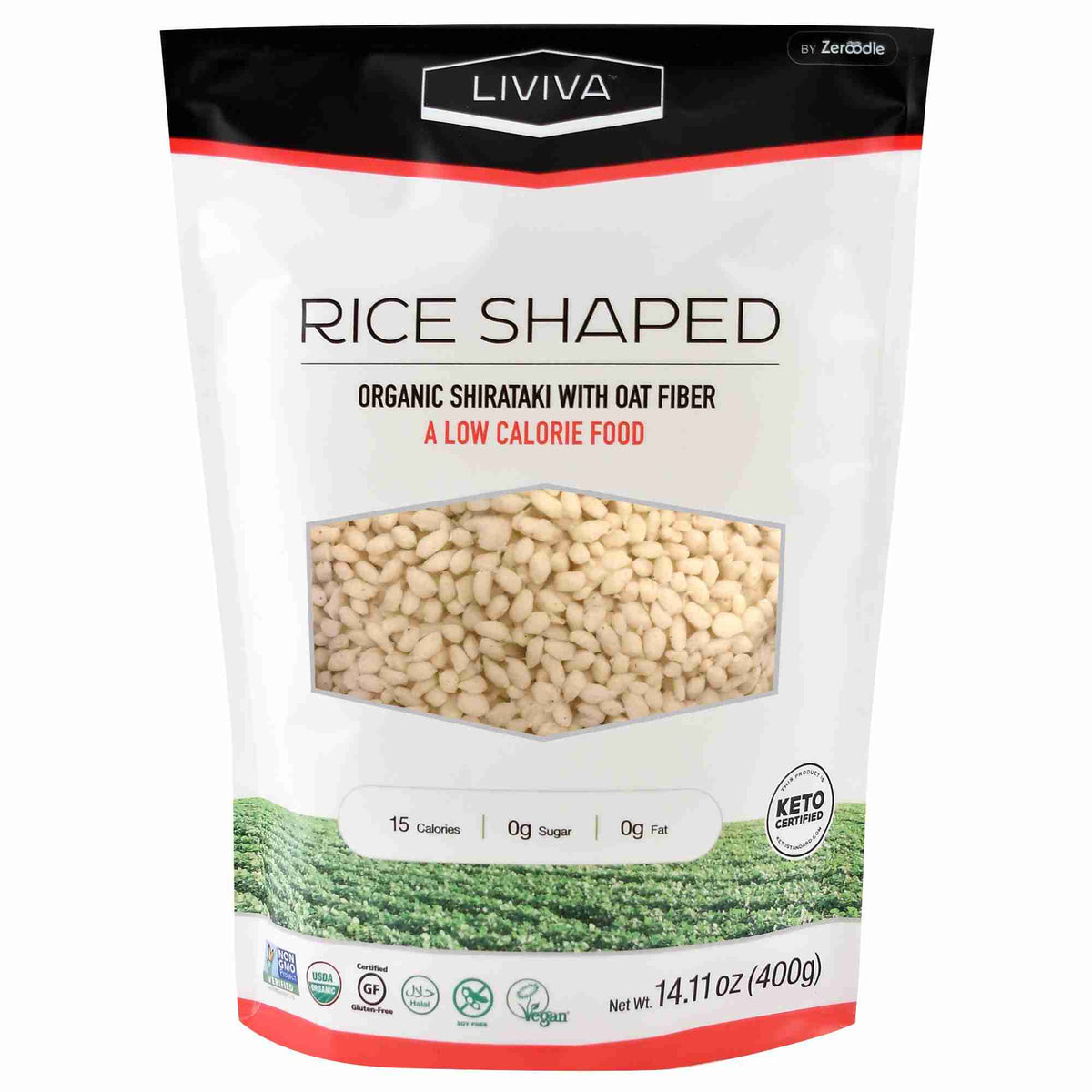 Liviva Organic Rice-Shaped Shirataki with Oat Fibre, 400 g
