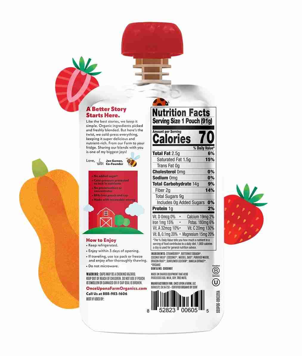 Once Upon A Farm - Organic Fruit & Veggie Blend: Strawberry Patch, 91G