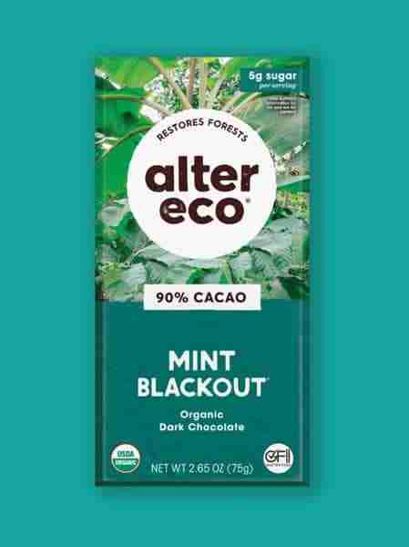 Alter Eco Mint Blackout Organic Dark Chocolate 90% Cacao 75G